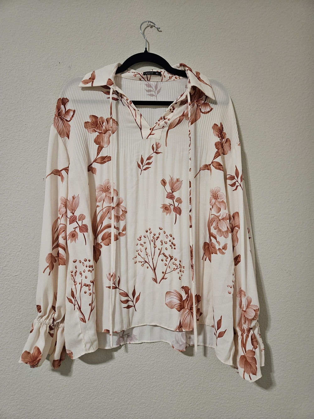 MOTF Cream Blouse with Rust Floral Print